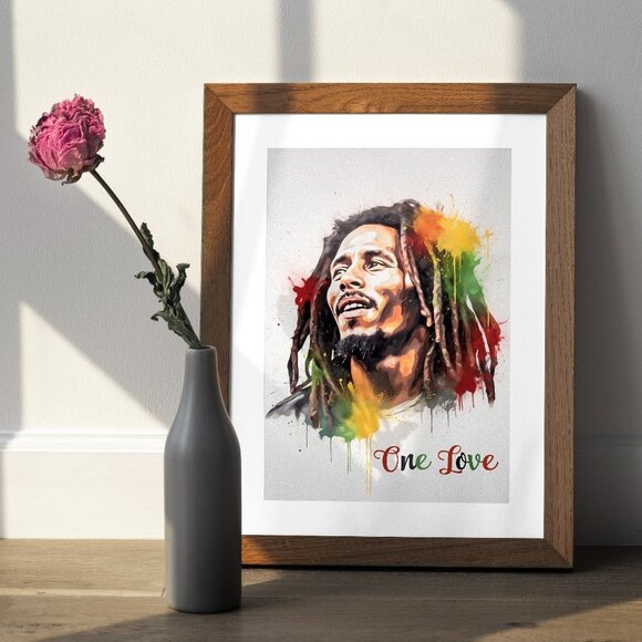 8x10 Bob Marley One Love Fantasy Art Watercolor Oil Painting Wall Art Print - Picture 4 of 6